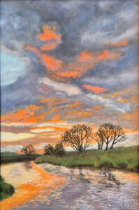 Storå morgen. 16x24cm olie på panel