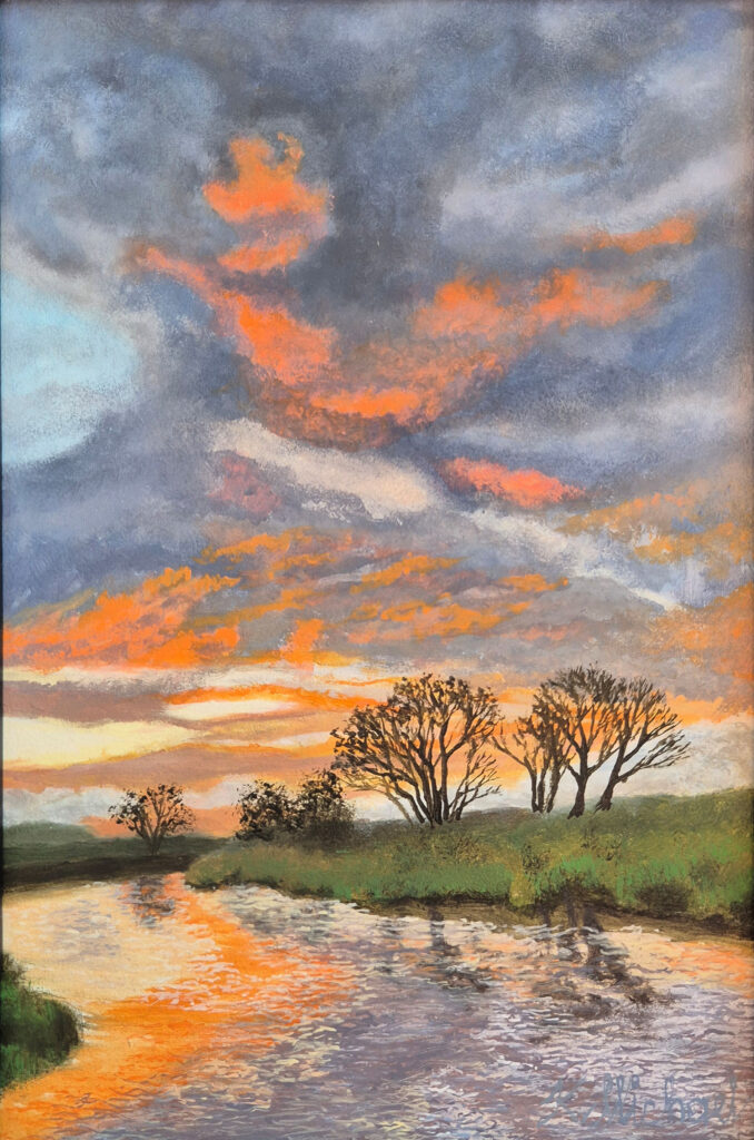 Storå morgen. 16x24cm olie på panel